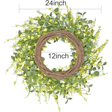 GRBAMBI 24 Inch Eucalyptus Daisy Wreath for Home