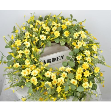 GRBAMBI 24 Inch Eucalyptus Daisy Wreath for Home
