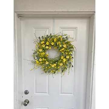 GRBAMBI 24 Inch Eucalyptus Daisy Wreath for Home