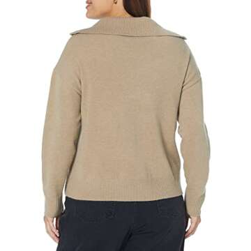 The Drop Women's Kai Half Zip Sweater in Hummus - Cozy & Stylish