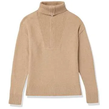 The Drop Women's Kai Half Zip Sweater in Hummus - Cozy & Stylish