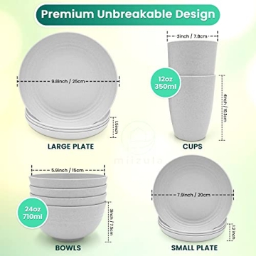 Miizula Wheat Straw Dinnerware Set - Eco-Friendly & Durable