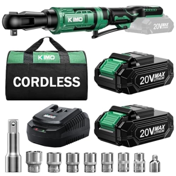 KIMO 20V Cordless Ratchet Wrench Set with Sockets & Batteries