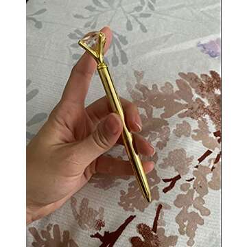 Onwon 6 Pieces Big Crystal Diamond Pens Gold Metal Ballpoint Pens & 3 Pieces Ballpoint Pen Refills in Black Ink