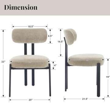 Ya-Home Modern Dining Chairs Set of 4, Upholstered Chenille Fabric Side Chairs Guest Chairs with Cur...