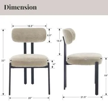 Ya-Home Modern Dining Chairs Set of 4, Upholstered Chenille Fabric Side Chairs Guest Chairs with Cur...