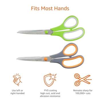 Amazon Basics Multipurpose Stainless Steel Scissors 2 Pack