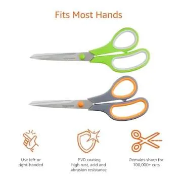 Amazon Basics Multipurpose Stainless Steel Scissors 2 Pack