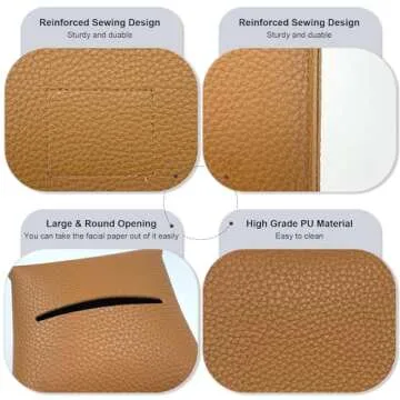 PENGLONG PU Leather Tissue Box Cover for Home and Office