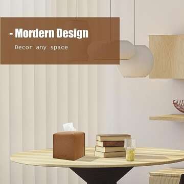 PENGLONG PU Leather Tissue Box Cover for Home and Office