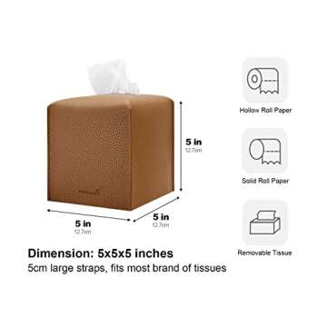 PENGLONG PU Leather Tissue Box Cover for Home and Office