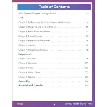 Spectrum Complete Learning + Videos 6th Grade Workbook All Subjects, Language Arts, Reading Comprehension, Writing, and Math Book for Kids Ages 11-12 With Video Tutorials