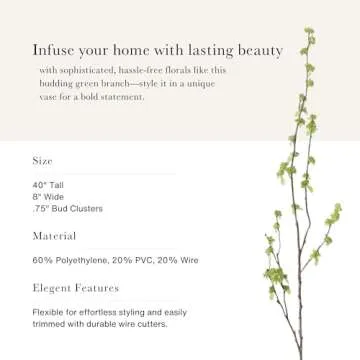 Stunning 40" Artificial Branch with Green Buds for Decor