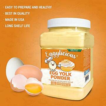 Eggylicious Egg Yolk Powder, Dried Natural Protein Powder, Made from Fresh Eggs, Pasteurized,Smoothies, Non-GMO, No Additives, Used for Baking,1lbs(16oz)