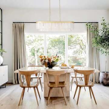 ALICE HOUSE 37.3" Dining Room Chandelier, Gold Contemporary Hanging Light Fixture, 5 Light Modern Is...