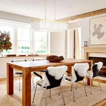 ALICE HOUSE 37.3" Dining Room Chandelier, Gold Contemporary Hanging Light Fixture, 5 Light Modern Island Lighting AL3802-P5