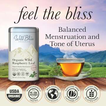 Wild Bliss Organic Red Raspberry Leaf Tea Pregnancy and Menstrual Support - Loose Leaf Herbal Tea - ...