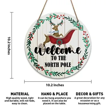 Rustic Welcome to The North Pole Christmas Sign