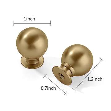 CABDM 10 Pack 1 Inch Vintage Ball Brushed Brass Cabinet Knobs Kitchen Cabinet Hardware Brushed Gold ...