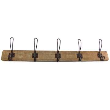 TG,LLC Treasure Gurus Antique Style Wooden Wall Mount Coat Rack Hat or Key Hook Primitive Farmhouse ...