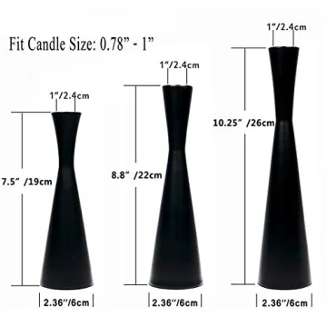 Elegant Black Metal Taper Candle Holders Set of 3 - Modern Charm