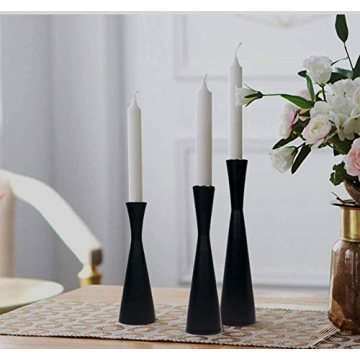 Elegant Black Metal Taper Candle Holders Set of 3 - Modern Charm