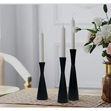 Elegant Black Metal Taper Candle Holders Set of 3 - Modern Charm