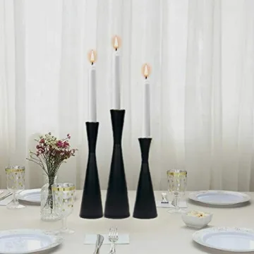 Elegant Black Metal Taper Candle Holders Set of 3 - Modern Charm