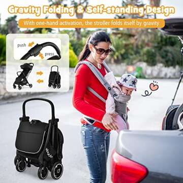 BABY JOY Lightweight Baby Stroller - Compact Travel Stroller with Adjustable Canopy and Backrest