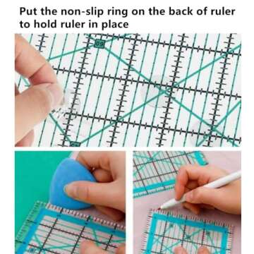 Quilting Rulers,Quilting Templates Square Ruler (4.5", 6", 9.5", 12.5"),Quilting Rulers Acrylic Rulers Fabric Cutting Ruler for Quilting and Sewing