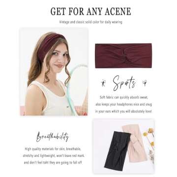 jollybows 16 PCS Stretch Headbands for Women Elastic Hair Bands Yoga Running Hair Wrap Non-slip Head Wraps Hair Accessories for Girls