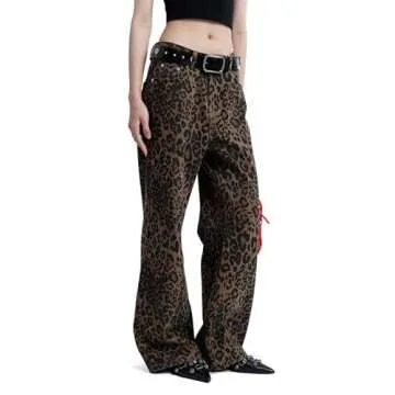 Vamtac Streetwear Leopard Print Jeans - Y2K Baggy Style for Women