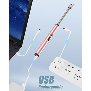 Stylish NESAPTO Zinc Alloy Candle Lighter - Rechargeable Rose Gold