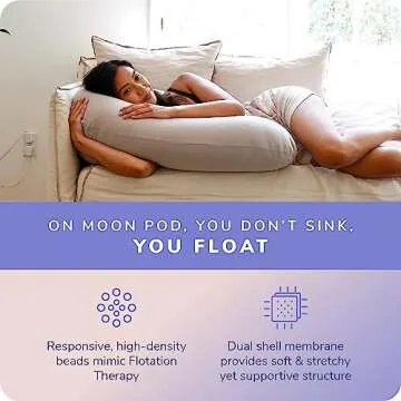 Moon Pod Crescent Backrest for Bean Bag Chair for The Family - Zero-Gravity Ergonomic Pillow for Neck & Back Support w/Micro-Bead Filling (Gray)