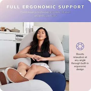 Moon Pod Crescent Backrest for Bean Bag Chair for The Family - Zero-Gravity Ergonomic Pillow for Neck & Back Support w/Micro-Bead Filling (Gray)