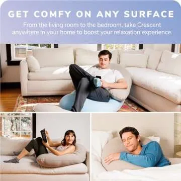 Moon Pod Crescent Backrest for Bean Bag Chair for The Family - Zero-Gravity Ergonomic Pillow for Neck & Back Support w/Micro-Bead Filling (Gray)