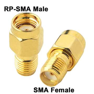 Boobrie SMA RF Coaxial Coax Adapter SMA Female (No Pin) to RP-SMA Male (No Pin) Antennas Connector f...