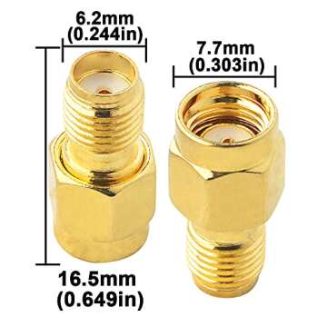 Boobrie SMA RF Coaxial Coax Adapter SMA Female (No Pin) to RP-SMA Male (No Pin) Antennas Connector for WiFi Antenna,FPV Drone Security Camera,Signal Booster,LTE Router 2-Pack