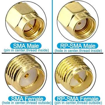 Boobrie SMA RF Coaxial Coax Adapter SMA Female (No Pin) to RP-SMA Male (No Pin) Antennas Connector for WiFi Antenna,FPV Drone Security Camera,Signal Booster,LTE Router 2-Pack