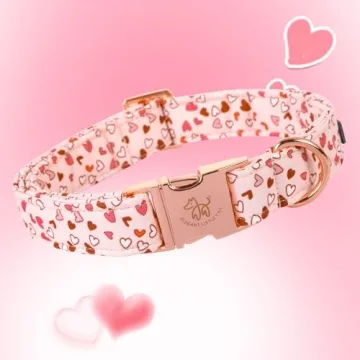 Elegant Little Tail Pink Heart Dog Collar for Medium Dogs