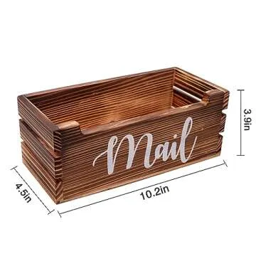 MINCORD Rustic Mail Organizer - Wooden Countertop Mail Holder for Letters, Bills, Coupons, Notebooks, Pens