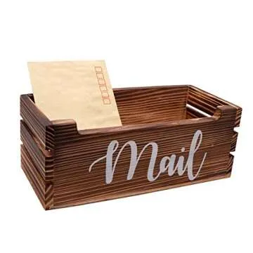 MINCORD Rustic Mail Organizer - Wooden Countertop Mail Holder for Letters, Bills, Coupons, Notebooks, Pens