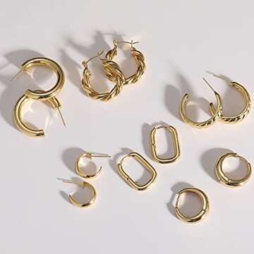 Stylish 3 Pairs Gold Hoop Earrings for Every Occasion