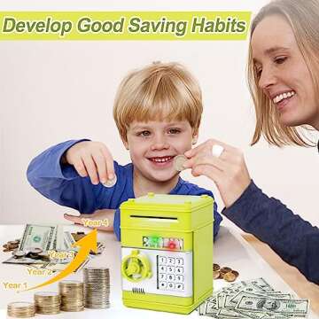 Piggy Bank for Boys,Refasy Money Bank Electronic ATM Bank Money Safe for Boys Girls Password Piggy B...