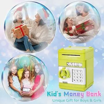 Piggy Bank for Boys,Refasy Money Bank Electronic ATM Bank Money Safe for Boys Girls Password Piggy Bank Coin Bank for Kids Cash Coin Can Bank Toys for Boys Age 8-12(Green)