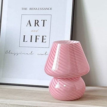 Jonong Glass Striped Mushroom Lamp Creative Gift Night Light