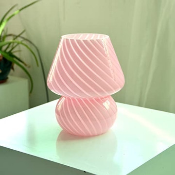 Jonong Glass Striped Mushroom Lamp Creative Gift Night Light