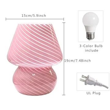 Jonong Glass Striped Mushroom Lamp Creative Gift Night Light