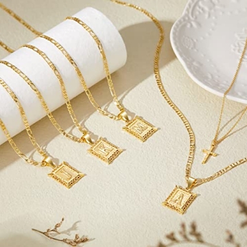 14K Gold Plated Initial Cross Necklace Personalized Letter A