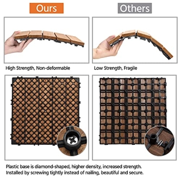 Yaheetech Interlocking Patio Deck Tiles - 27PCS Natural Wood  Flooring